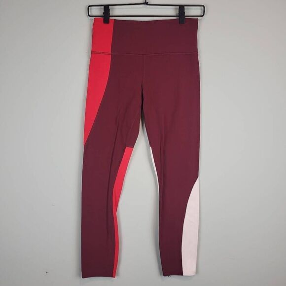 Athleta Womens Elation Asym 7/8 Leggings Size Small Maroon Powervita Athletic - Picture 1 of 10